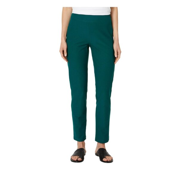 Eileen Fisher | Washable Stretch Crepe Slim Ankle Pants in Aegean Green - Picture 10 of 12